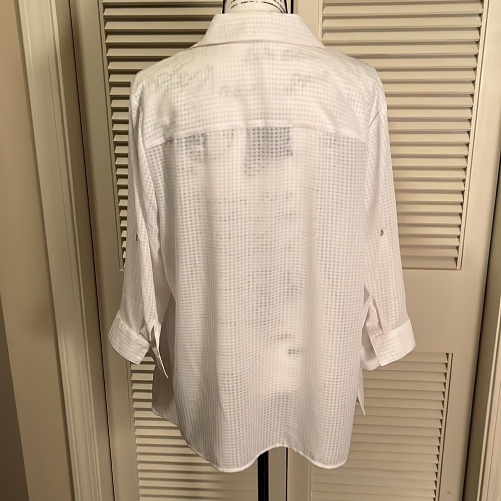 Notations checked button down blouse Size 1X - Picture 2 of 10